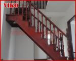 Solid Wood Staircase VK66S Wooden Handrail Tread Beech ,Railing tempered glass,