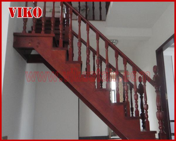 Solid Wood Staircase VK66S Wooden Handrail Tread Beech ,Railing tempered glass,