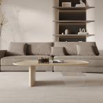 Acrylic High Density Board Living Room Coffee Table Oval Shape Modern