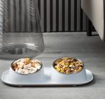 Stainless Steel Pet Feeder Bowls With No Skid Silicone Mat