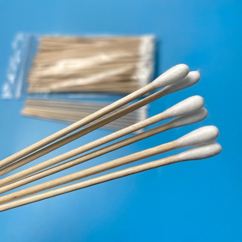 China Wooden Cotton Swab 150mm Long Specimen Collection Swabs factory