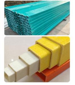 China Weather Resistance FRP Pultruded Tube Fiberglass Rectangular Tube Customized factory