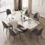 0.91m3 Luxury Marble Dining Table Rectangle Top Modern Dining Set