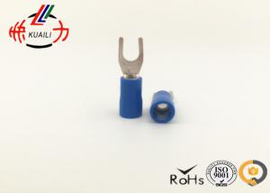 China SV 2-4 Blue PVC Insulated Female Spade Connector / Tinned Copper Lugs U type cable lug factory
