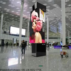 China P6 outdoor 360 degree full color 3 face rotate led display screen factory