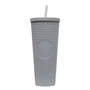 China Double Wall Insulation 24oz Studded Tumbler Diamond Durian Pineapple Plastic Matte Black Studded Cup Coffee Tumbler With Lid Straw Fashionable factory
