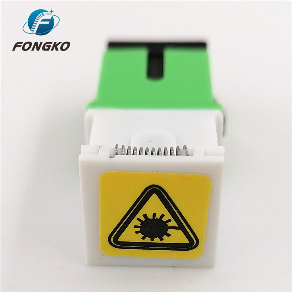 Singlemode Fiber Adapter White Green Shell SC/APC Auto Shutter Adapter with Metal Shrapnel and Temperature Stability ≤0.20dB