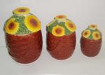 Dolomite Ceramic Kitchen Canisters Hand Painted Basket Sunflower Covered