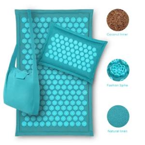 China Patent Design Natural Linen Acupressure Mat Foot Shakti Plastic Spikes Massage Acupressure Mat and Pillow Set factory