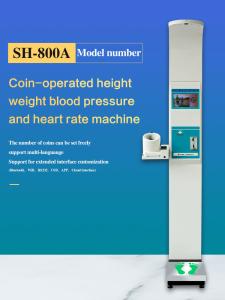 China Automatic BMI Coin Operated Height Weight Scales With Blood Pressure Monitor factory