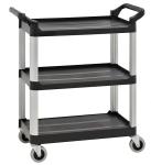 Grey Kitchen PP 250KG 3 Shelf Utility Cart With Wheels