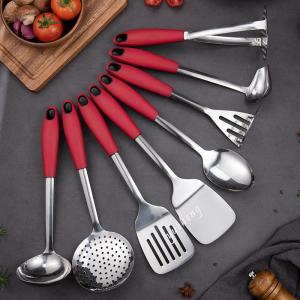 China OEM Customized Cooking Tools Stainless Steel with PP+ TRP Handle Color Cookware kitchen Utensil set factory