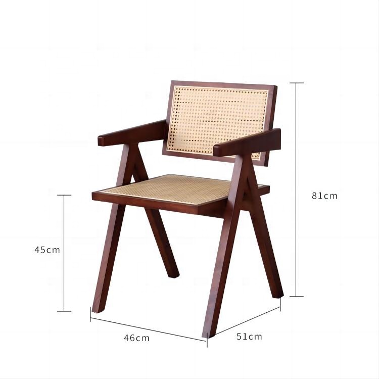 Morden Dining Fruniture Specific Dining Chair for Vintage Garden Cane Rattan Wicker Wooden Armchair in Hotel Dining Room