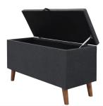 Dark Grey Fabric Storage Ottoman Hidden Foldable Storage Stool