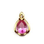 Women Jewelry 18K Rose Gold Plated 925 Silver 8mmx10mm Pear Pink Cubic Zircon