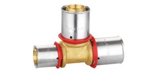 China Nickel Plated Brass Compression Valve , Compression Reducing Tee Fittings PF3008 factory