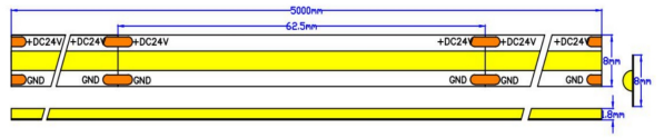 Uniform Lighting Brightness 336LEDS COB Strip Light With 3000K Color Temperature IP20 Rated UL Listed 2
