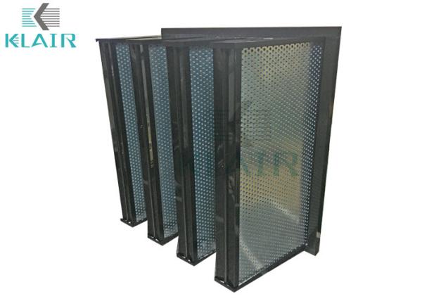 Activated Carbon Granule V Bank Compact Air Filter Plastic / Galvanized Steel