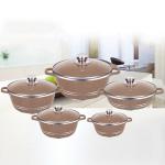 Home Kitchen Aluminum Cookware Set 10 Pieces With Tempered Glass Lid