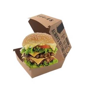 China Customized Disposable Burger Box Food Grade Kraft Paper Clam Shell Takeaway Packaging factory