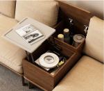 ISO9001 Villa Furniture Walnut Color With Fabric Upholstery L Shape Sofa