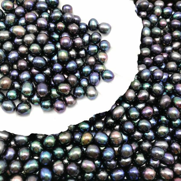 Wholesale AAA Grade 6-7mm and 7-8mm no hole Rice Shape Black pearl Freshwater
