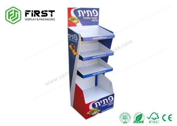 Retail Eco Friendly Cardboard Floor Display Stand Custom 4 Color Printing Paper