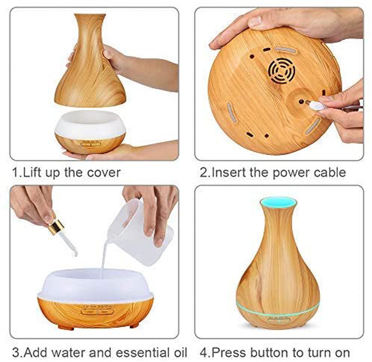 Aroma Diffuser Essential Oil Diffuser Ultrasonic Air Humidifier With Wood Grain