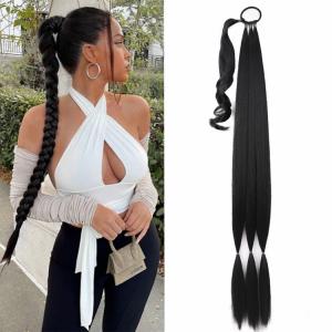 China Exquisite Human Hair Extensions for Confidence Braided Ponytail Big Braids factory