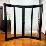 Black Modern Home Aluminium Sliding Glass Doors Security System Slimline Sliding