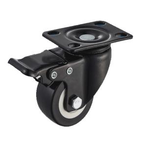 China 50mm Low Profile Furniture Caster Wheel With Brake PP Wheel Ball Bearing Plate factory