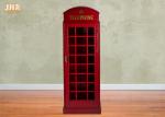 Telephone Booth Display Accent Cabinet MDF Wine Holder Red Color Decorative