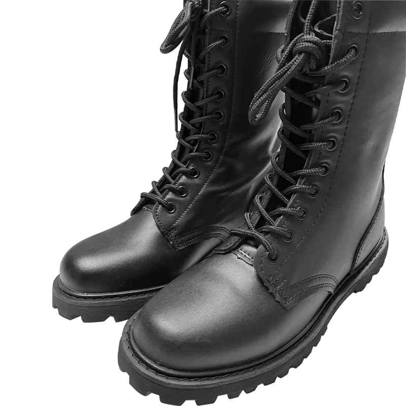 US Size 6.5-12.5 Men's Black Leather Hiker Boots with Durable Canvas and Mesh Lining
