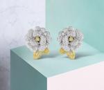 Camellia Ear Clip Ear Ring Design 18k White Gold Diamond Earrings For Women