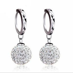 China 925 Silver Plated with Rhinestone Cubic Zircon Ball Beads Dangle Earrings (EEBALL03) factory
