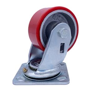 China Polyurethane Tread Cast Iron Wheel Precision Ball Bearing Caster Wheel 125mm factory