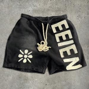 China Acid Wash Cotton Shorts Sun Faded French Terry Patch Embroidery Distresses Vintage factory