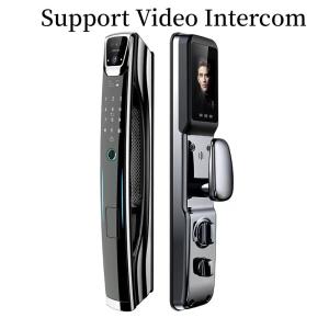 China Mocha Gold Smart Lock Face Recognition Tuya Video Calling Face Scan Door Lock factory
