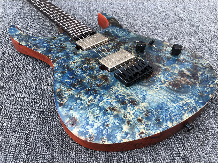 Custom Earts Electric Guitar with African Mahogany Body Black Hardware