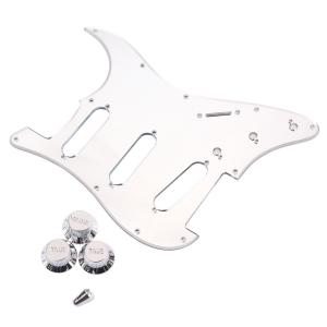 China SSS Silver Mirror Guitar Pickguard 11 Holes Guitar Scratch Plate 2T1V Knobs For FD Strat Electric Guitars factory