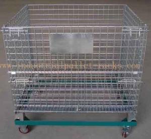 China 5&quot; Casters Removable Wire Mesh Container Storage Cages With Trolley Cars factory
