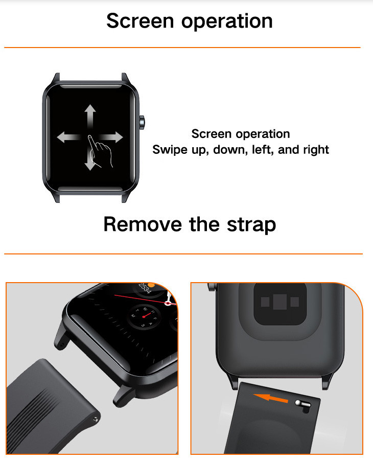 BLE5.1 Sleep Tracker Smartwatch 1.75in Waterproof Blood Pressure Monitor
