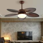 52 Inch Vintage Palm Ceilings Fan with LED Lights and Remote Control Color