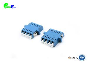 China Ceramic Sleeve Optical Fiber Adapter LC Quad SC Footprint Slotted Type Adapter With Full Flange Blue Plastic factory