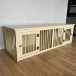 CE Wood Pet Furniture Double Door Wood Dog Crate Handmade W140*D50*H50cm