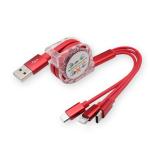 5V-2.4A 3 In 1 Usb Data Cable , Retractable Charging Cord Multi Colored