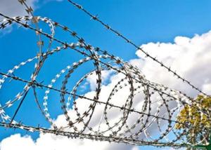 China Powder Coated 900mm Coil Diameter Razor Barbed Wire For Prison / Airport factory