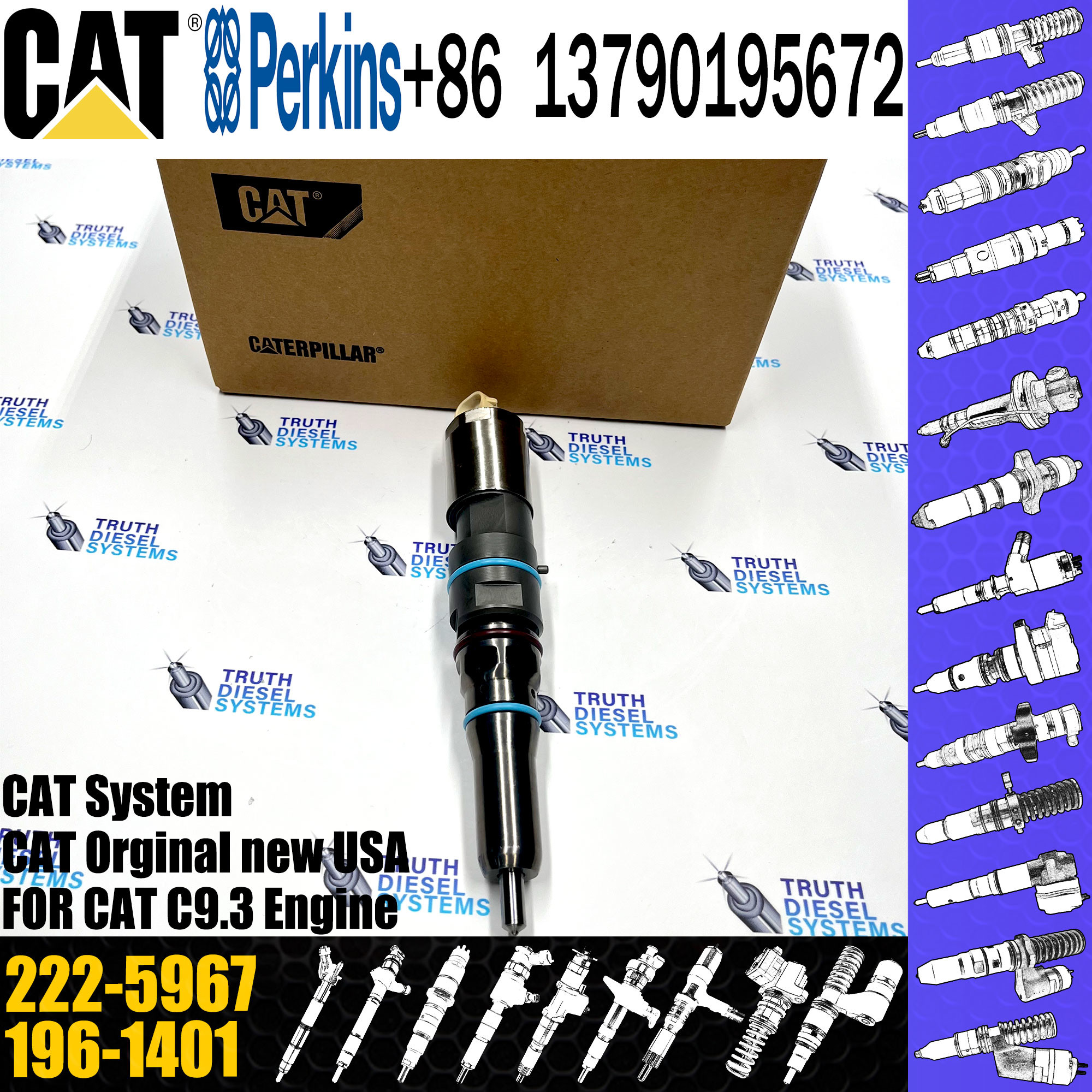 Diesel Common Fuel Rail Engine Injector 169-7408 171-9704 222-5967 196-1401 232-1175 222-5966