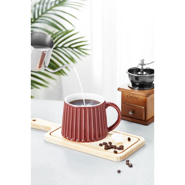 Cute Ceramic Mugs Handmade 480ml Ceramic Unique Coffee Mug With Lines