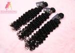 Double Drawn Virgin Indian Hair Extension , 100 Human Deep Wave Hair 10A Hair